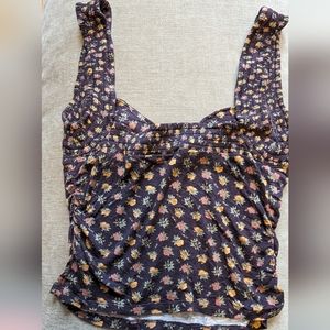 Free People, purple floral sweetheart tank